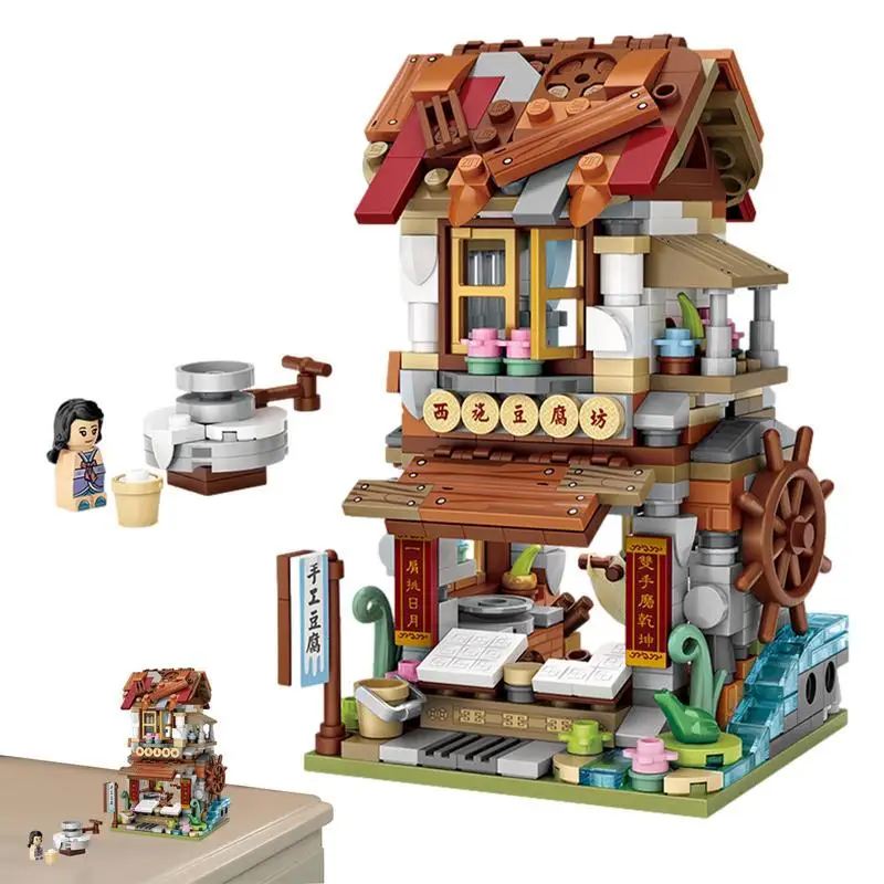 

Набор мини-строительных блоков Китайская традиционная имитация архитектуры игрушки блоки для развития моторики красочные строительные игрушки