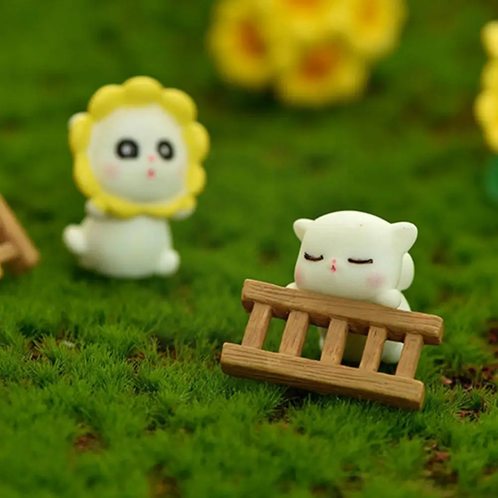 

Cute Sunflower Series Ornament Kitten Ornaments Figures Landscape Resin Figurines Accessories Terrarium Diy E5x3