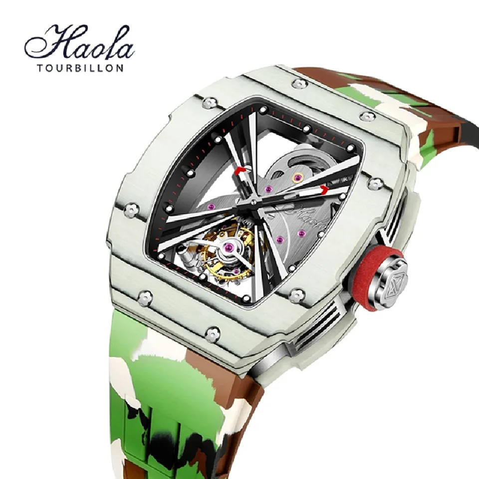

HAOFA Luxury Manual Tourbillon Watch For Men Sapphire Skeleton Movement Luminous Men Mechanical Tourbillon Wristwatches Flying