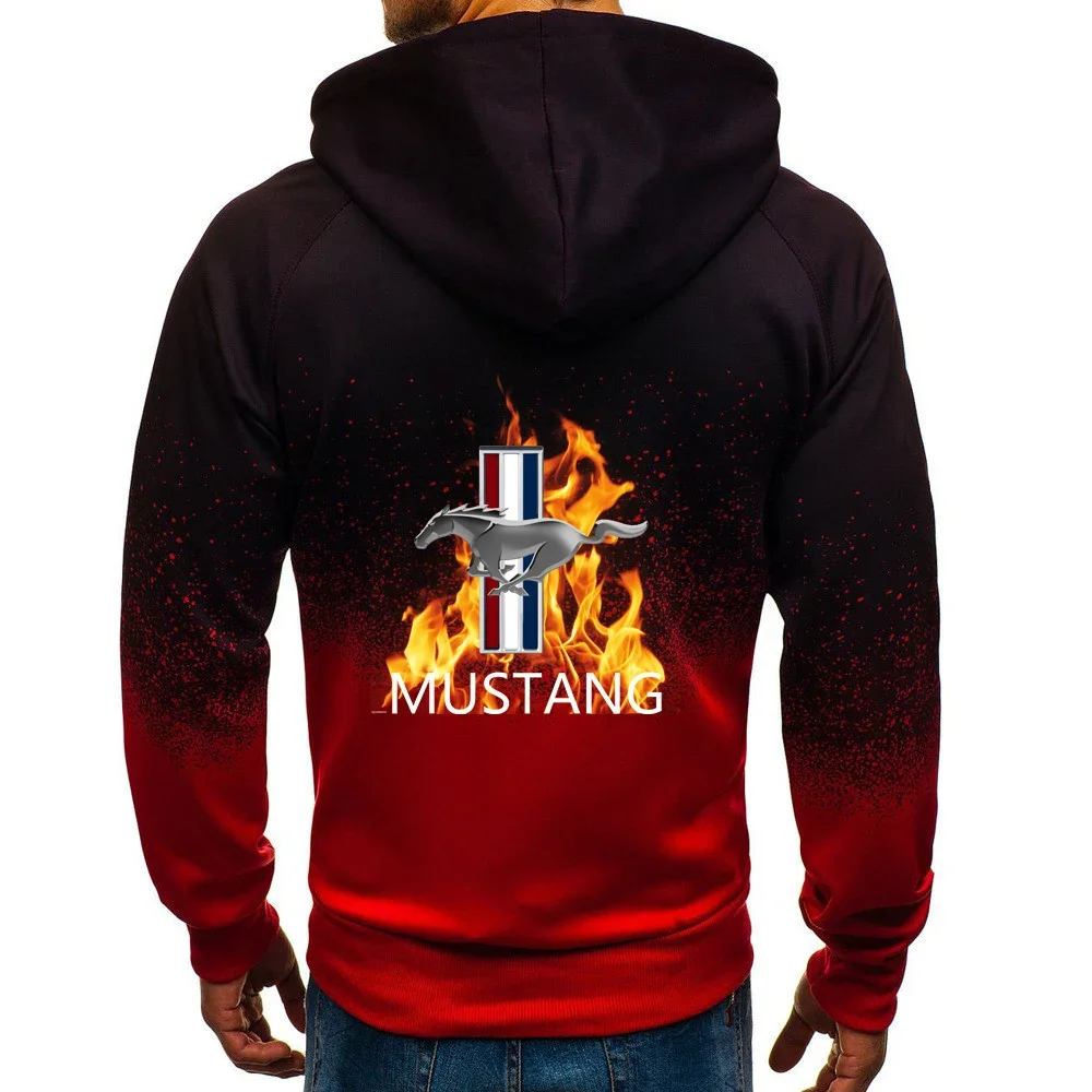 2024 весенне-осенний мужской принт Mustang индивидуальный градиент цвета высокое