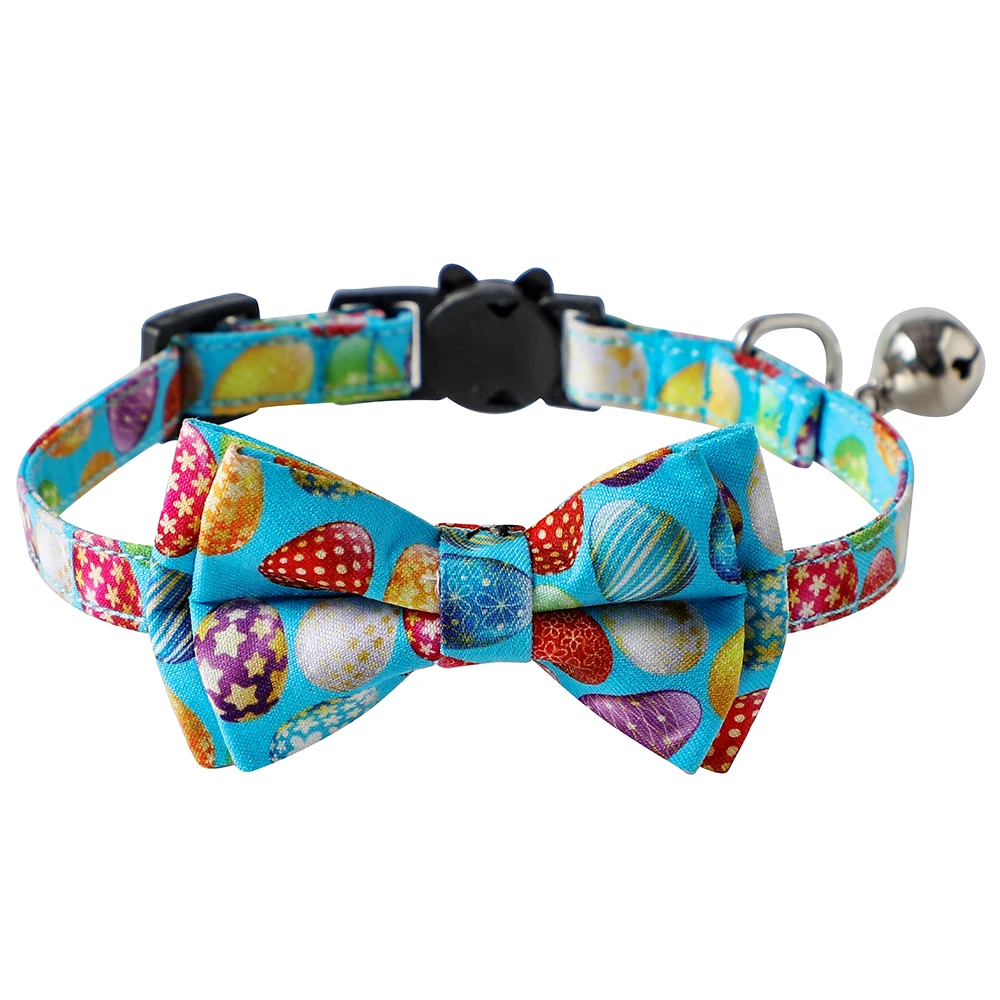 

Sucado Cat Collar Easter Day Egg Carrot Spot Safety Buckle Breakaway Bowtie Bell Accessory for Kitten Adjustable Pets
