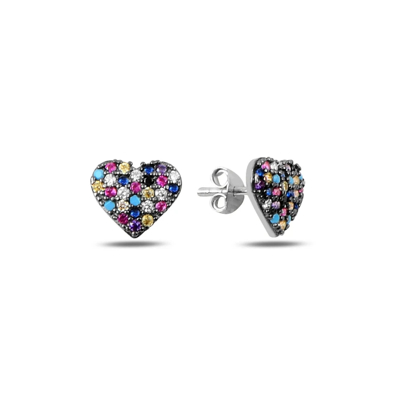 

Серьги из серебра 925 пробы с разноцветными сердечками из циркония