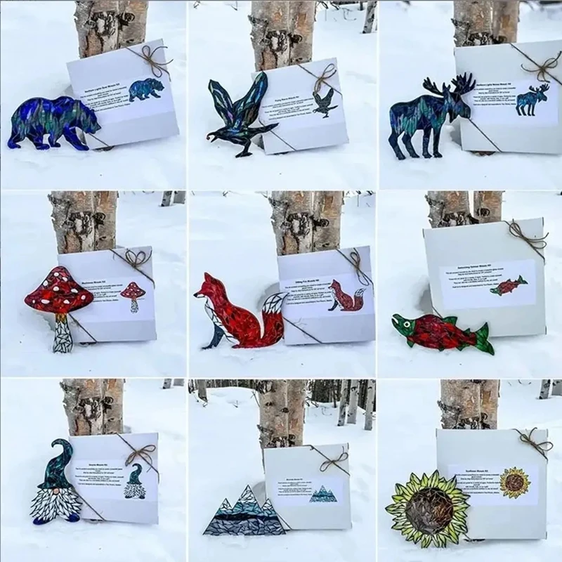 2 шт. DIY Mountain Range мозаичный комплект забавный подсолнух гриб витраж ремесло лиса