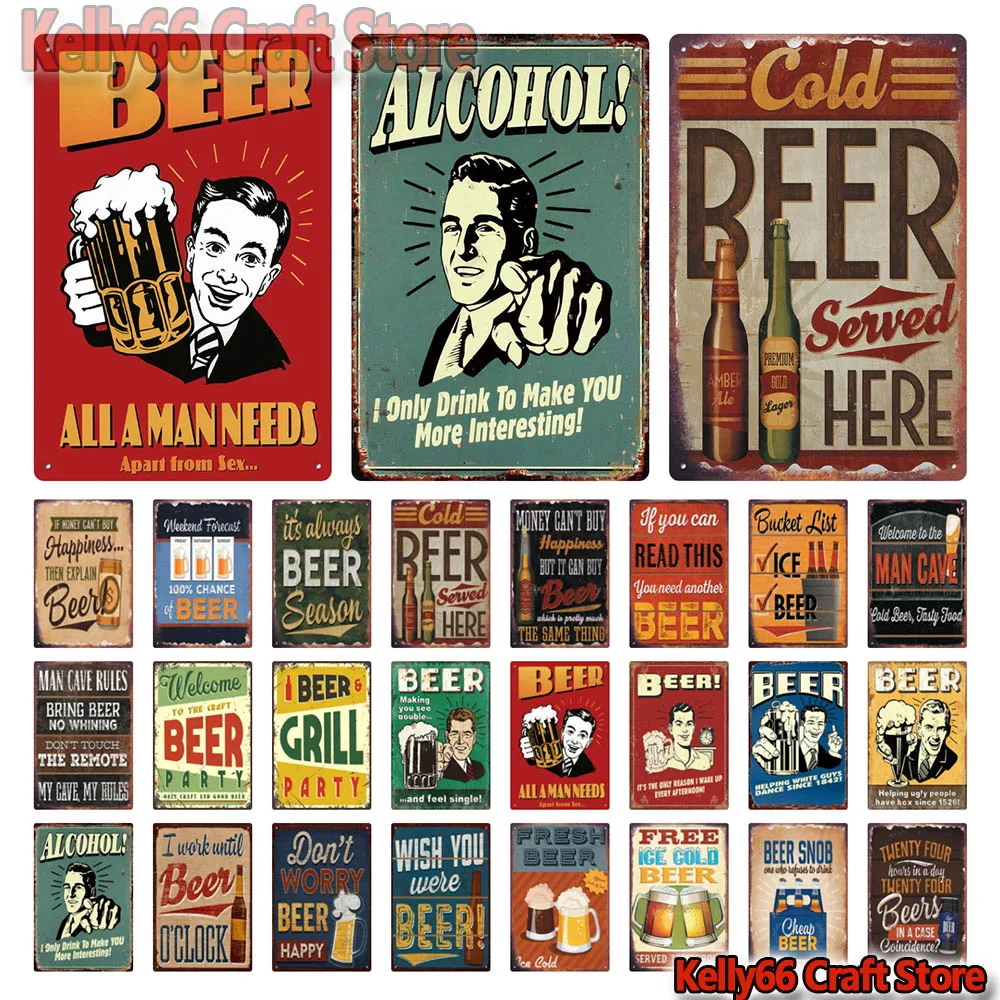 

[ Kelly66 ] Alcohol Bucket List Ice Cold Beer Here Tin Poster Metal Sign Home Pub Bar Decor Painting 20*30 CM Size La-82