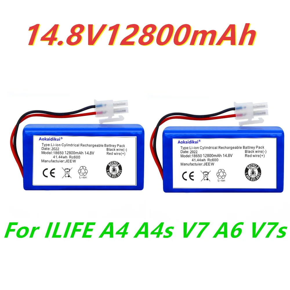 

NEW/14.8V 2800mAh 9800mAh 12800mAh Lithium Battery For ILIFE A4 A4s V7 A6 V7s Plus Robot Vacuum Cleaner ILife 4S1P Full Capacity