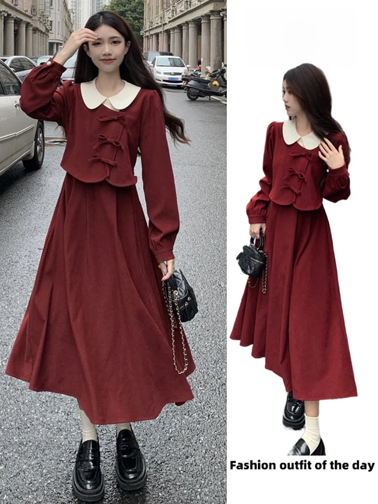 Осень и зима Новое французское платье больших размеров в стиле ретро