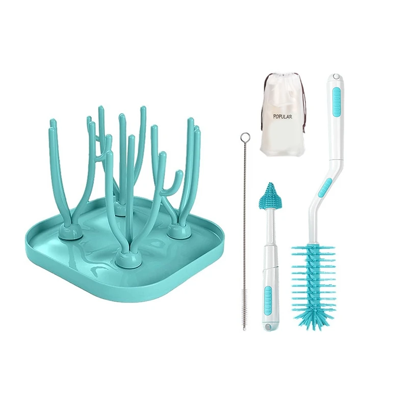

Drain Cup Rack Baby Bottle Rack Convenient Drying Rack Rack Drying Drainer (Sea Blue)