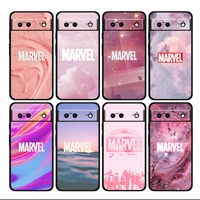marvel pink logo shockproof cover for google pixel 7 6 pro 6a 5 5a 4 4a xl 5g black phone case shell soft coque capa cover funda
