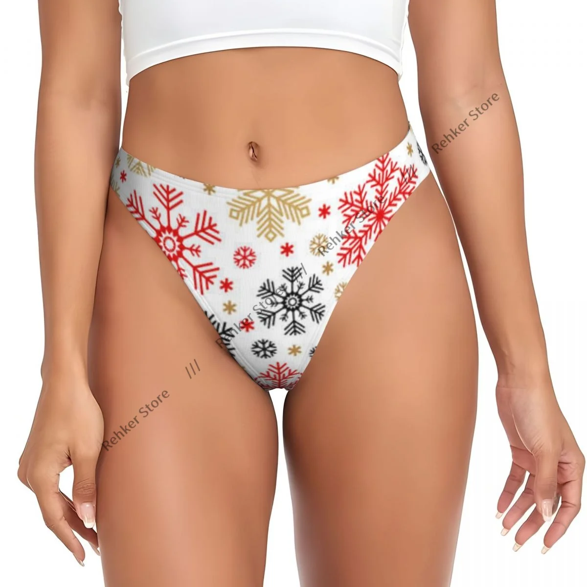 Women's Panties Christmas Snowflakes Pattern Underwear Sexy Thongs Lingerie G-Strings