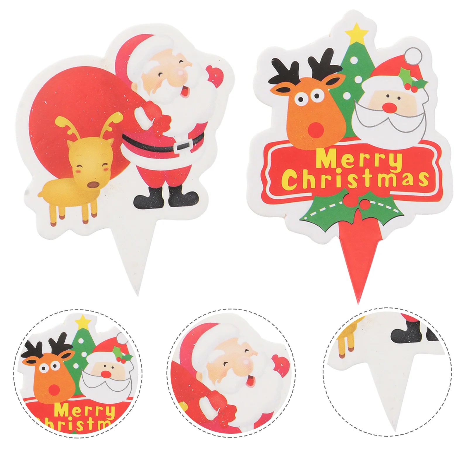 

100PCS Reindeer Cupcake Topper Christmas Cupcake Liners Christmas Cupcake Toppers Treat Picks Christmas Cake Decoration