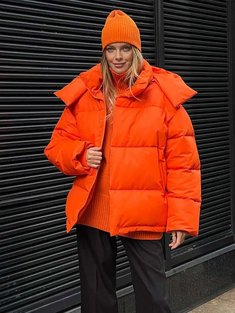 

Однотонные хлопковые парки с длинным рукавом, женская модная короткая теплая куртка с капюшоном, зимняя облегающая женская Повседневная эл...