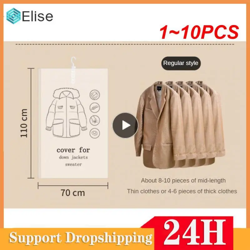 

1~10PCS Hanging Vacuum Storage Bag Seal Storage Clothing Bags for Suits, Dress Coats or Jackets, Closet Organizer