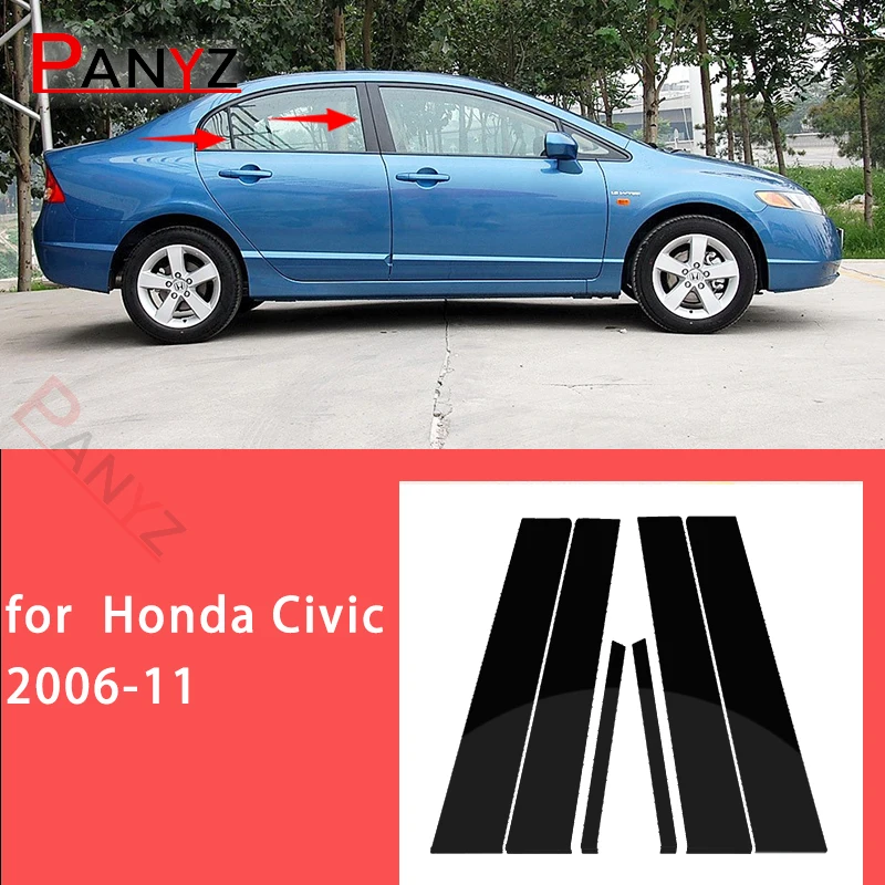 

Для Honda Civic 2006-11, новинка для Honda Civic 2006-11, 6 шт., наклейки на колонку Center BC, зеркальный эффект, оконные столбы, крышка, отделка