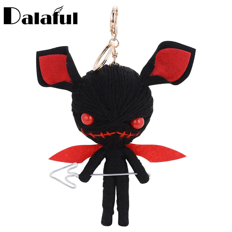 Dalaful Hand-made Woven Key Chains Rings Holder Knitting Doll Demons Monsters Evil Bag Pendant Keyrings KeyChains K285 | Украшения и