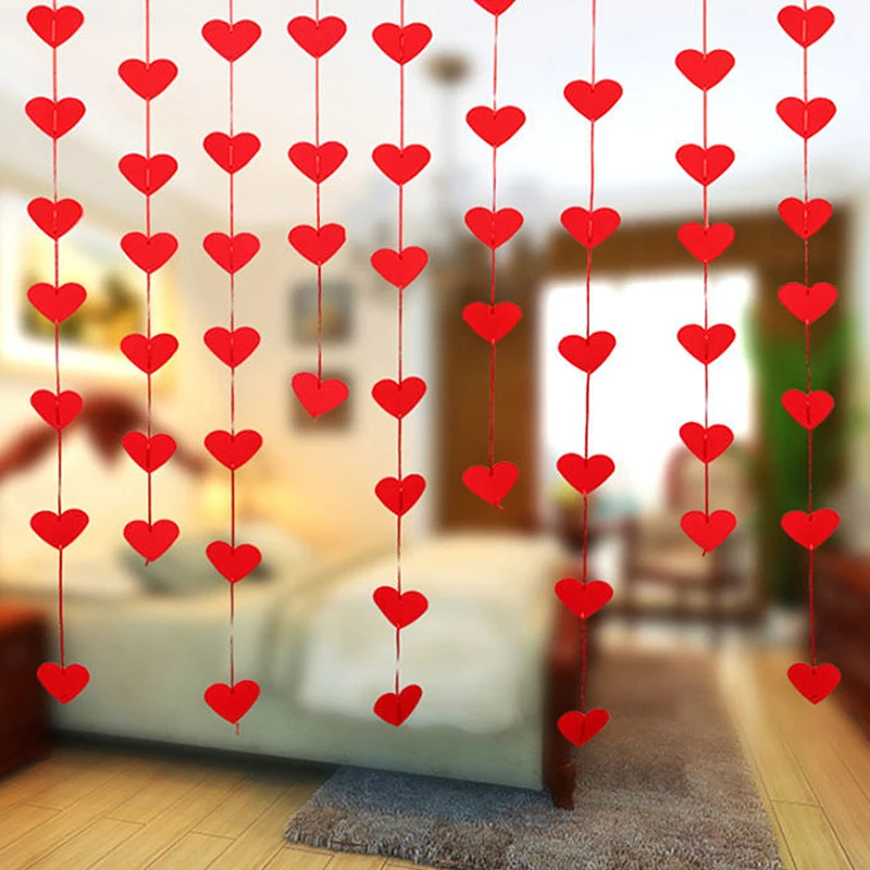 16 шт. романтическая гирлянда в виде красного сердца сделай сам подвесная на День