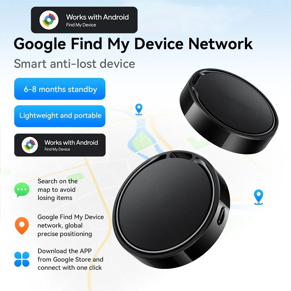 Фото Умный GPS-трекер Google для устройств, Airtag для отслеживания домашних животных и автомобилей, Android-сигнализация против потери, смарт-трекеры активности, носимое устройство, автомобильные аксессуары №2