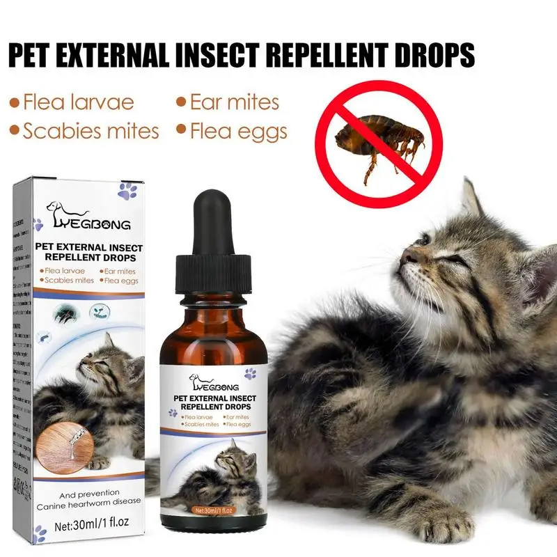 

Pet Dog Cat Anti Flea Drops 30ml Insectcide Flea Lice Insect Remover Spray Flea And Tick Concentrate Formula Pet Flea Remover