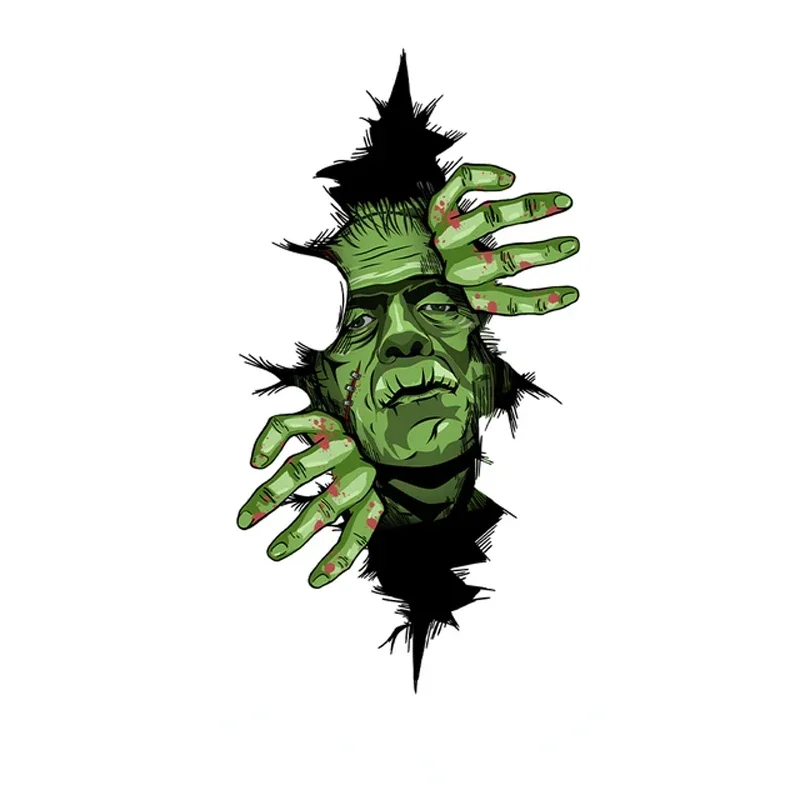 

Автомобильная наклейка с персонажами ужасов, черепная сила, открытая из потрескавшихся серии, Стайлинг автомобиля, окно автомобиля, кузов, наклейка на Хэллоуин, украшение