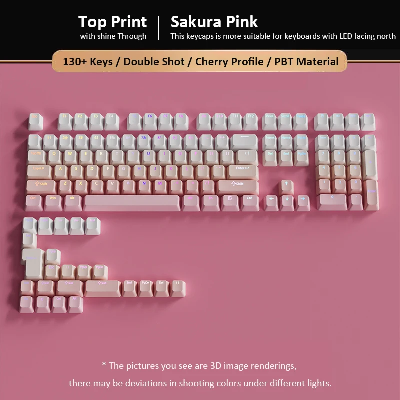 Сакура розовые колпачки для клавиш Double Shot PBT Cherry Profile Shine Through 130 переключателей MX