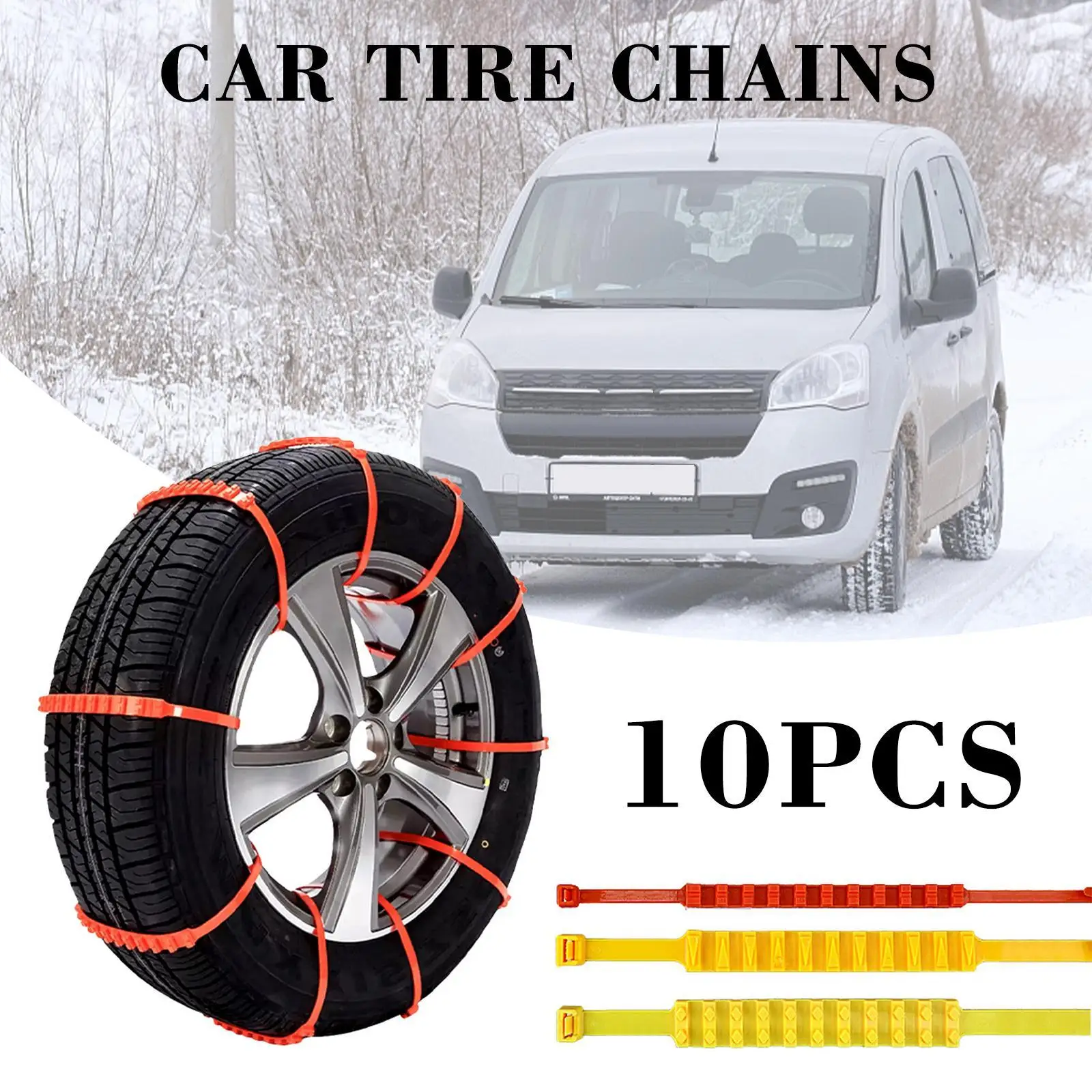 

10pcs Chains Car Winter Tire Wheels Chains Wear-resistant Non-slip Universal Chain Ties Outdoor Emergency