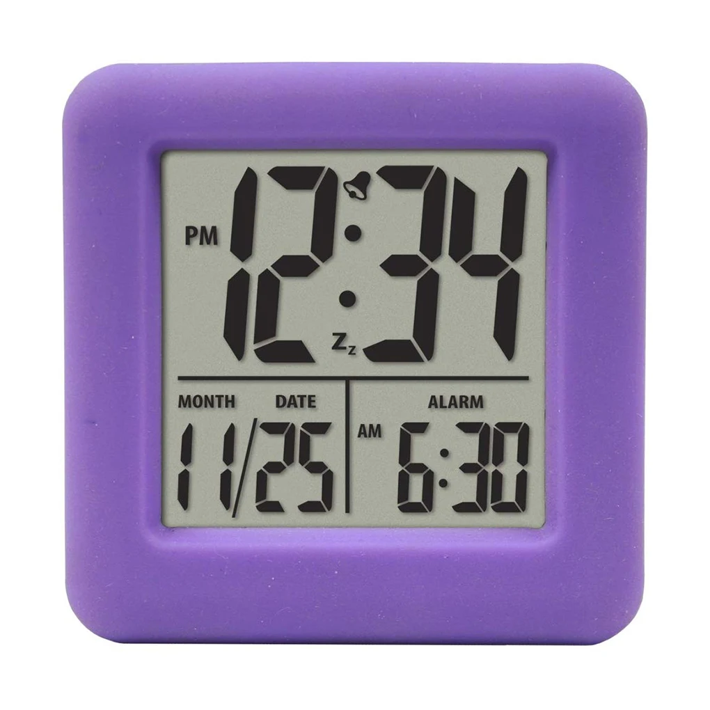 12 24 Hours Large Numbers Lcd Display Nightlight Digital Alarm Purple