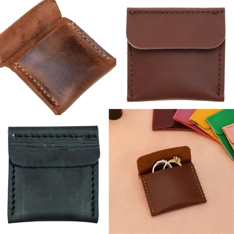 

Сумка для хранения колец в стиле ретро, кожаный держатель для колец из воловьей кожи, миниатюрная сумка для хранения из воловьей кожи, для колец, Y08E