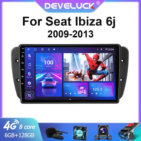 Автомагнитола 2 Din, 9 дюймов, Android 11, мультимедийный видеоплеер для Seat Ibiza 6j 2009 - 2013 2010, навигация GPS, 4G, 2din, Carplay, стерео