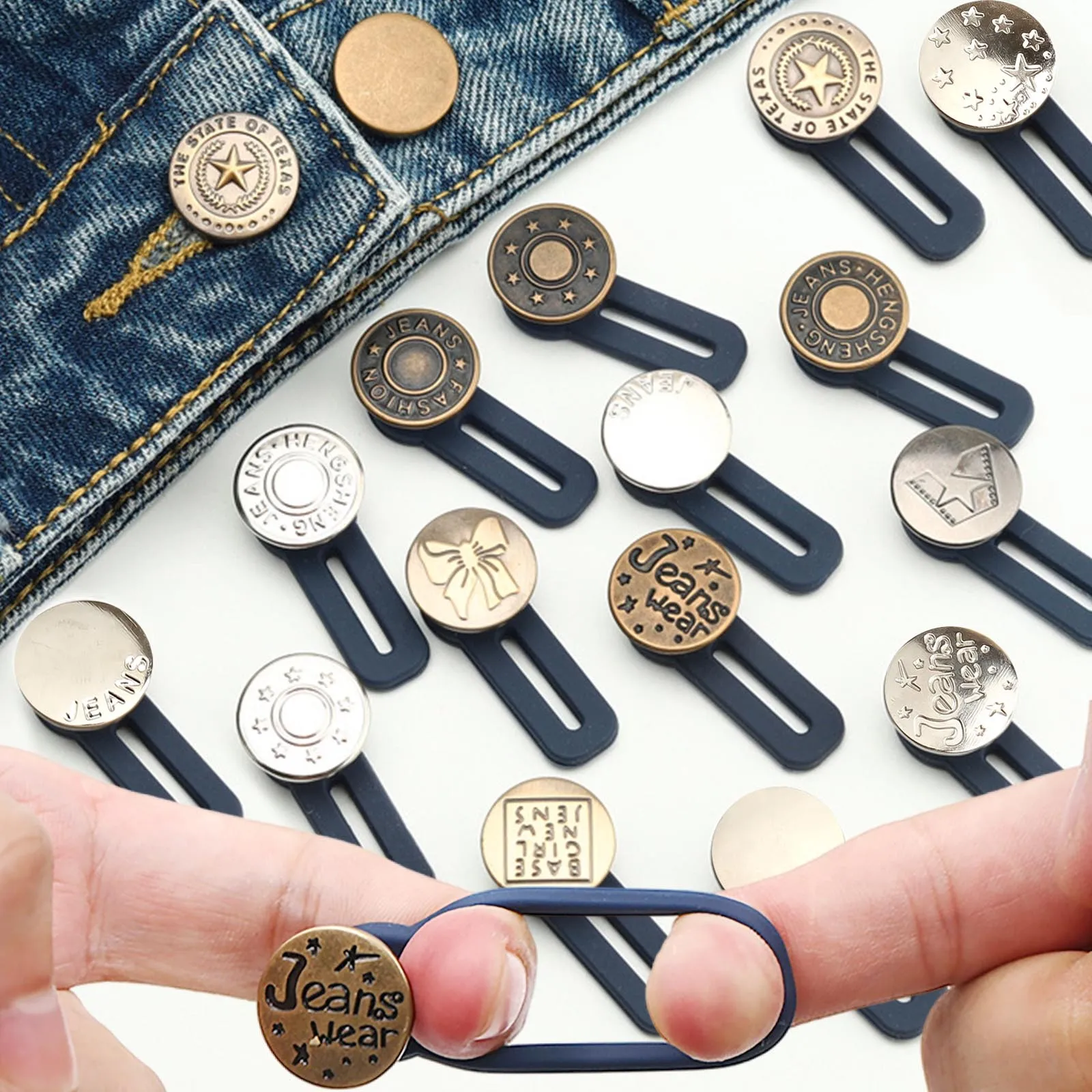 

1pcs Retractable Waist Button Free Nail Detachable Adjustment Buckle Jeans Waist Extension Buckle Pants Button For Clothing