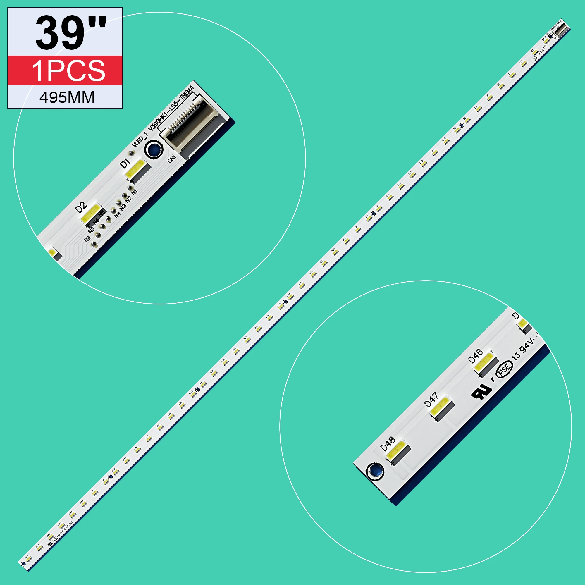 

495mm LED strip 48leds V390HK1-LS5-TREM4 E117098 For Hisense LE39A720 LED39K300J 4A-D074762 LE39A700K L39EM58C V390HJ1-LE1 LE2