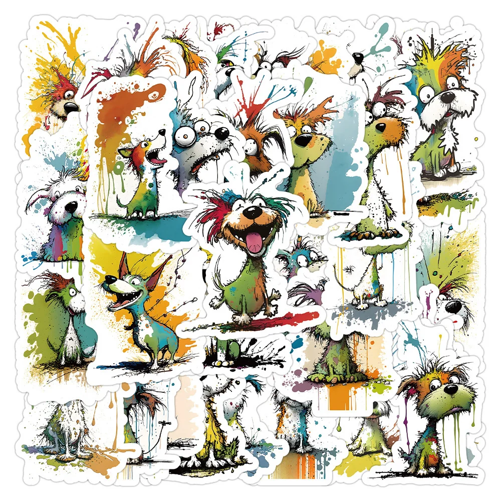 

10/30/50PCS New Ins Scrawled Dog Sticker Cartoon Creative Animation Kids Desk Luggage Car Chair Decoration Waterproof Wholesale