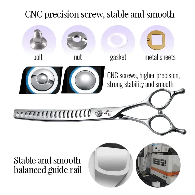 Fenice Professional 7-дюймовые стальные супер изогнутые 38 ножницы для ухода за собаками JP