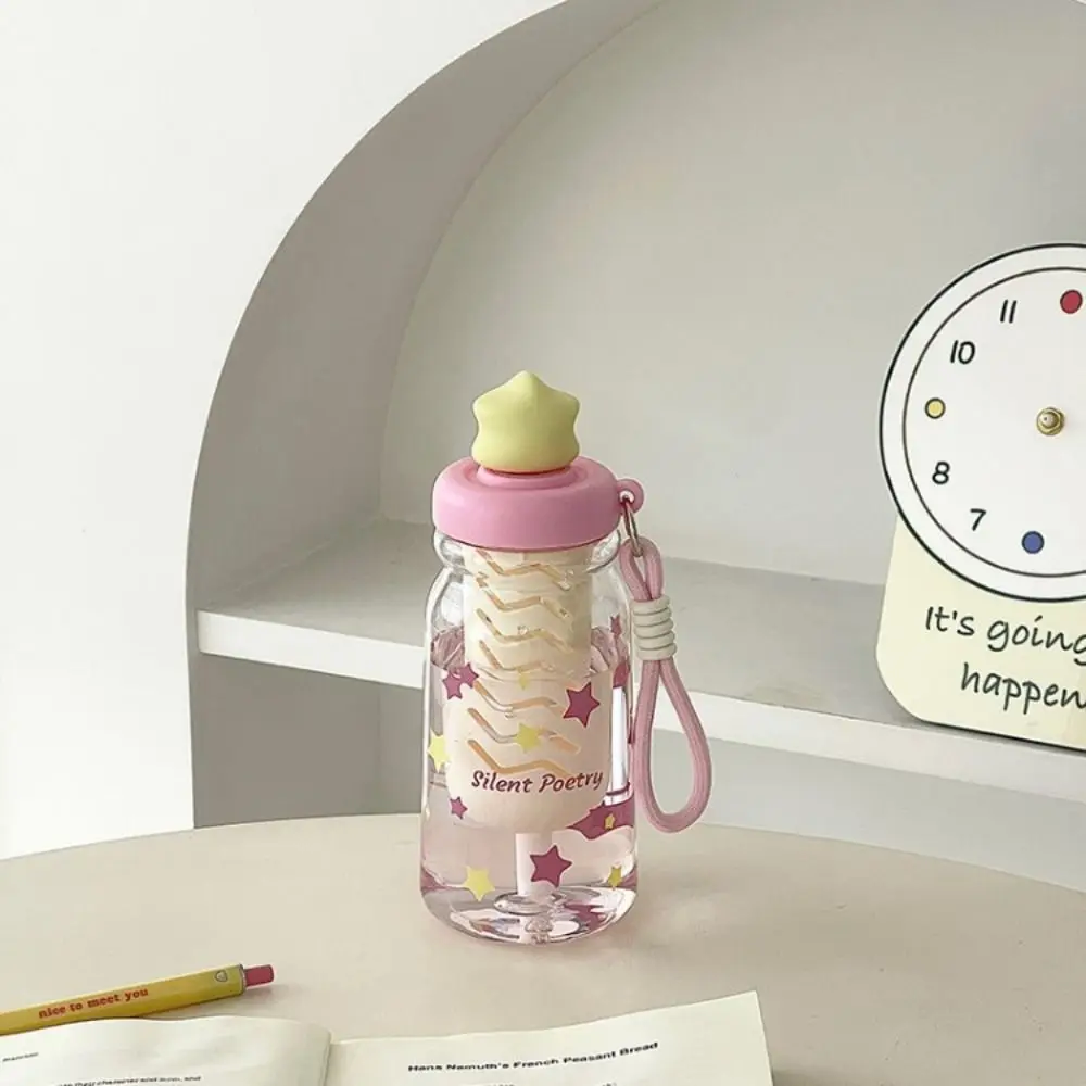 Фото Бутылка для воды без BPA, портативная, с соломинкой, большой емкости, с ручкой-ремешком, в форме звезды, герметичная, термостойкая №5