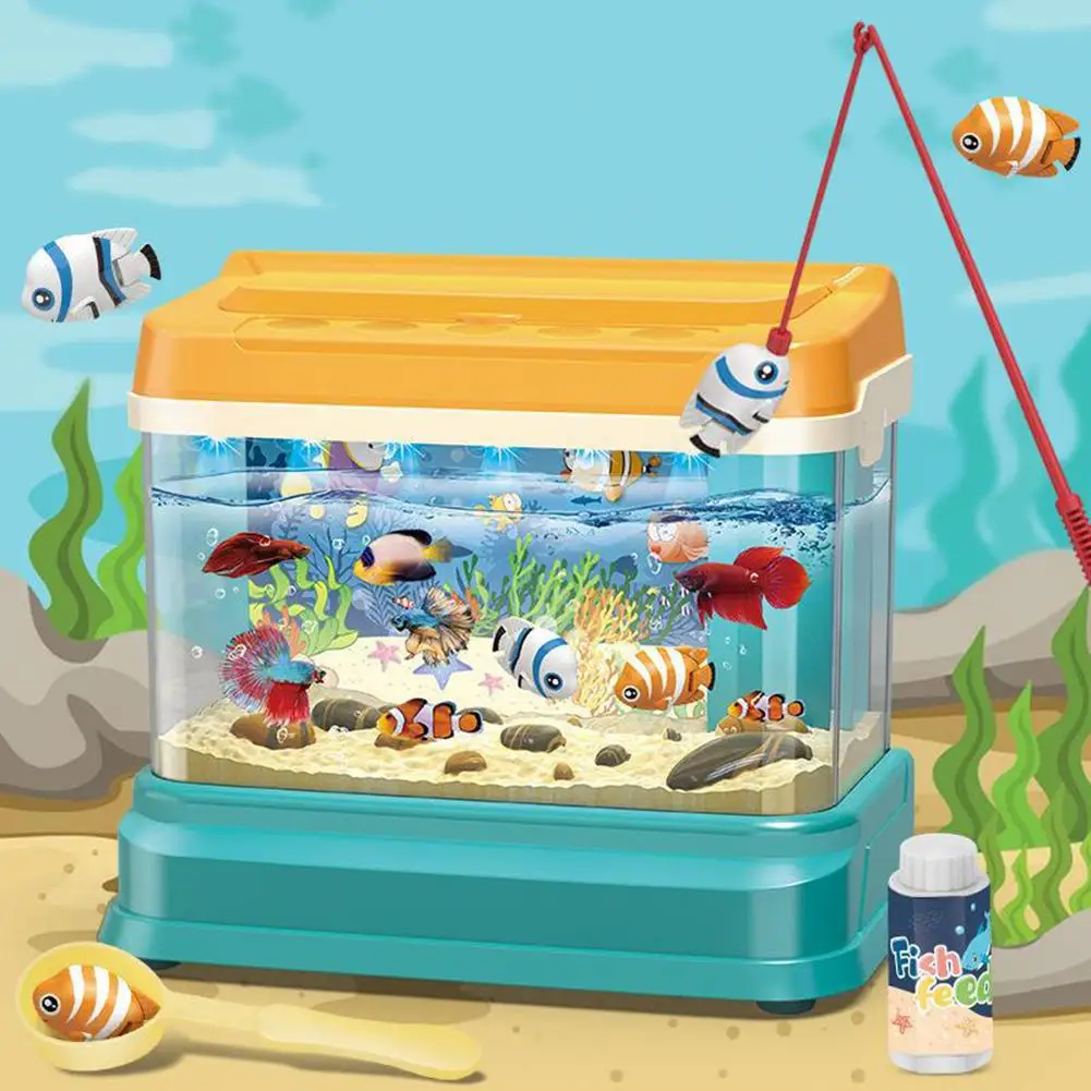 

Artificial Mini Aquarium Electric Fish Tank Simulation Underwater World Magnetic Fishing Interactive Toys For Children