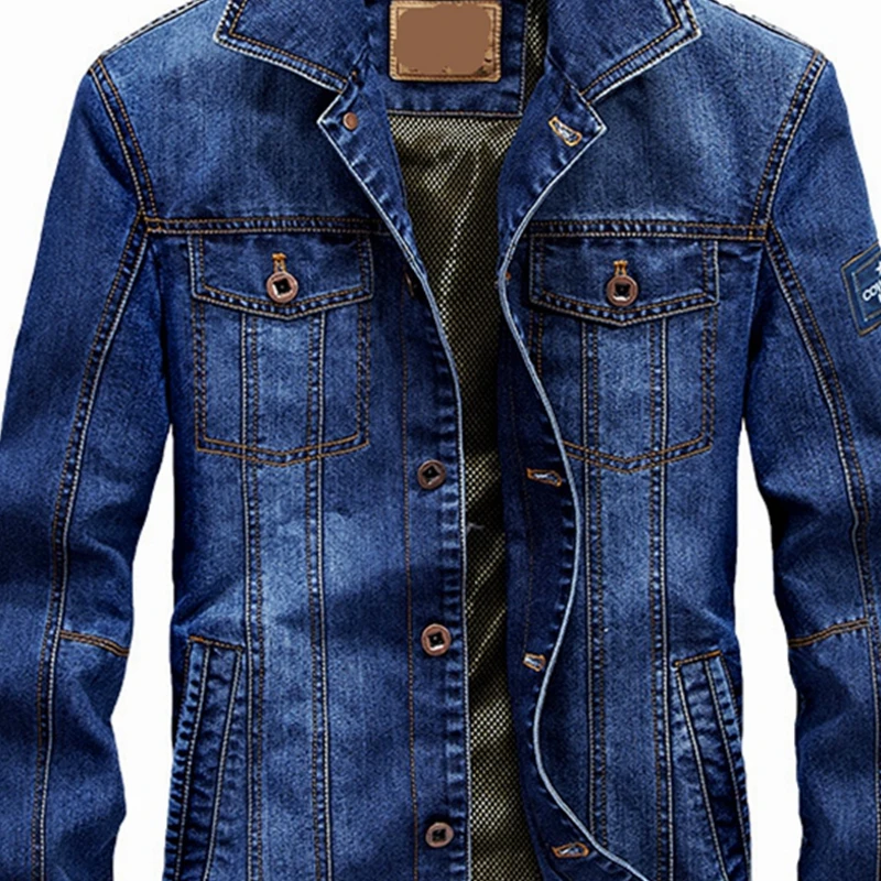 Мужская джинсовая куртка на пуговицах Повседневная однобортная Свободная из