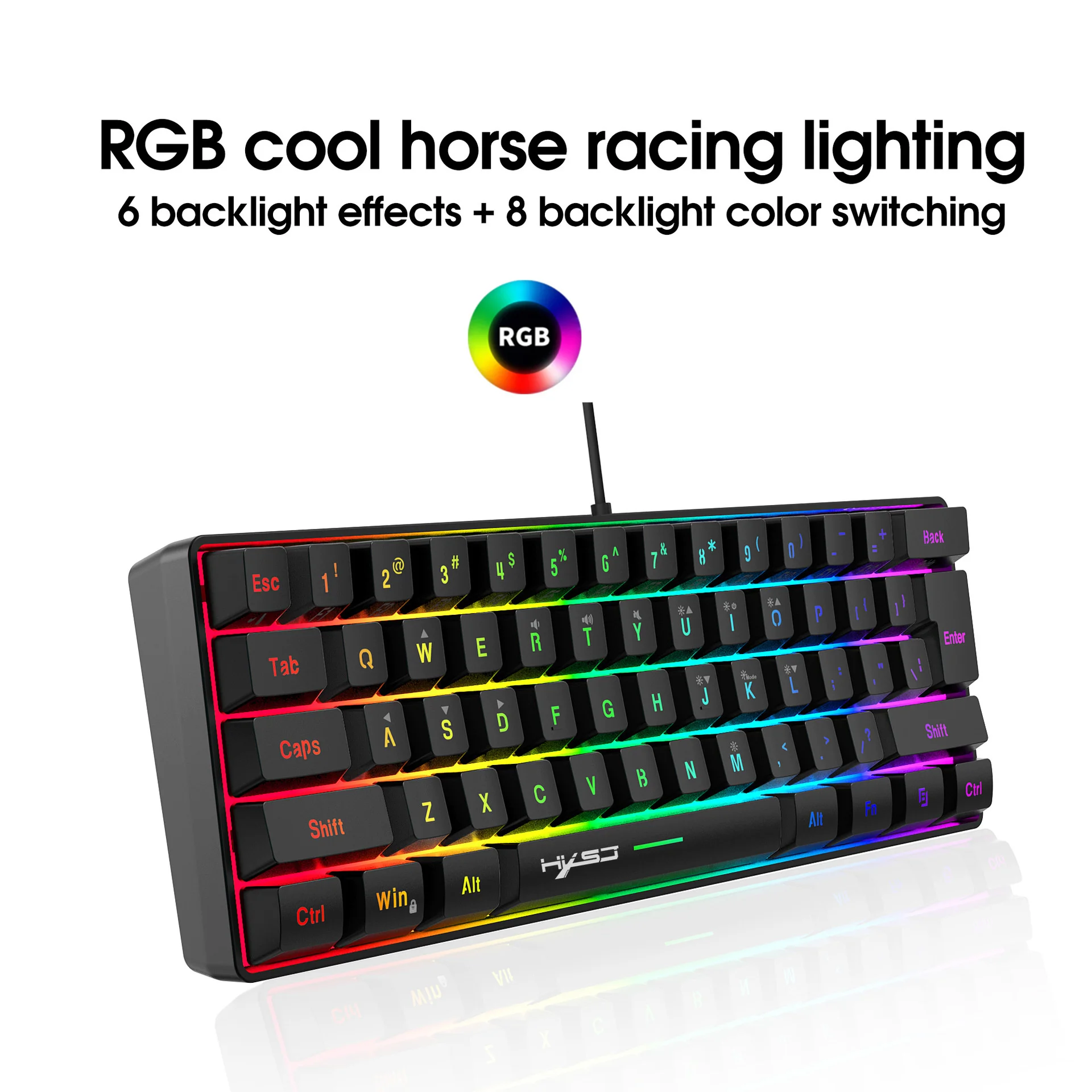 

Mini USB Wired Membrane Keyboard 61 Keys Gaming Wired Detechable Cable RGB Backlit Shortcut key Keypad For Laptop PC Windows