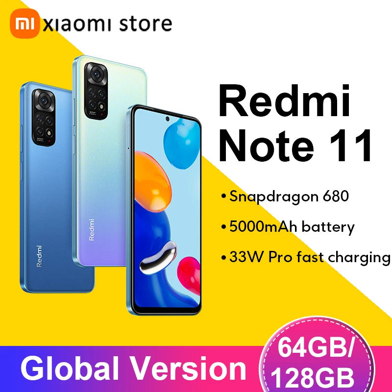 Смартфон Xiaomi Redmi Note 11 64 ГБ/128 ГБ Snapdragon 680 90 Гц AMOLED дисплей 50мп четыре камеры 33 Вт 5000