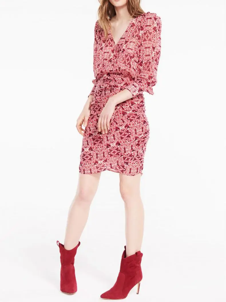 2022 Lace V-neck Skirt Princess Sleeve Midi Dress Female Summer New Long Sleeve