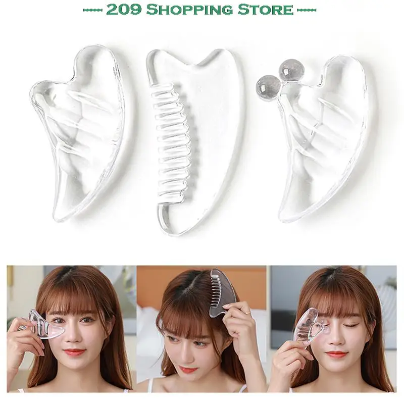 

Crystal Facial Scraping Board Massage Tool Transparent Anti Cellulite Gua Sha Scraper Board Face Lift Massager