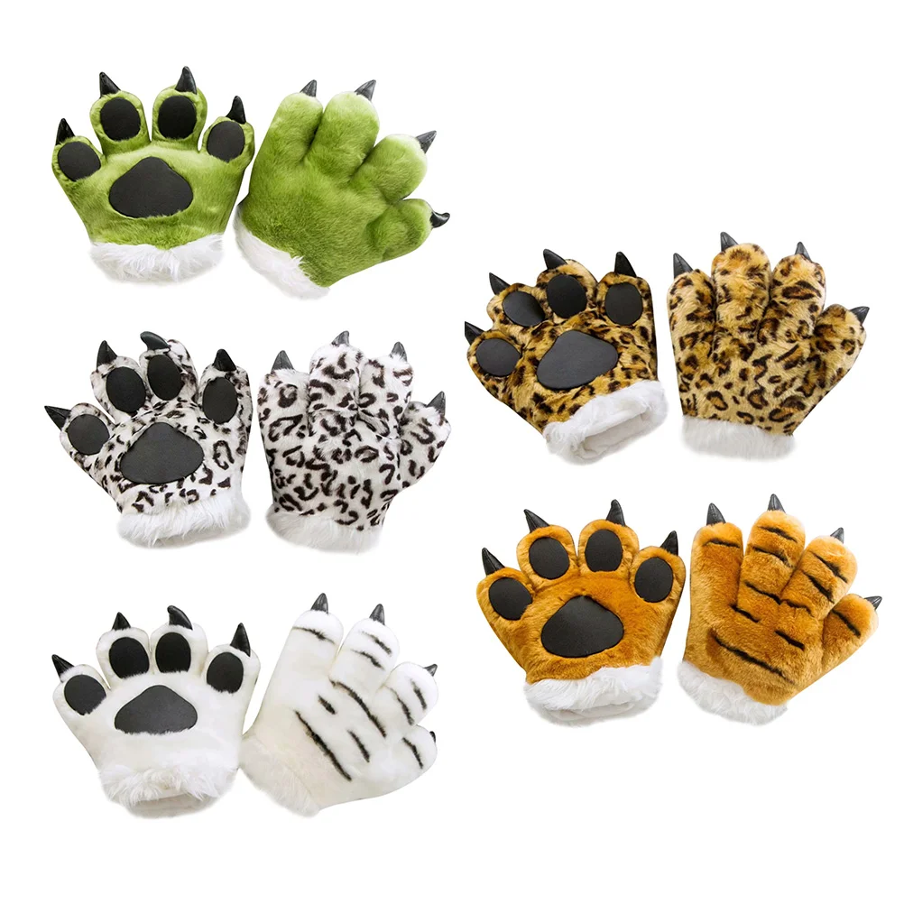 

Gloves Paw Palm Animals Toy Paws Animal Plush Cat Glove Furry Claw Cosplay Cartoon Simulation Costume Mittens Fluffy Fursuit