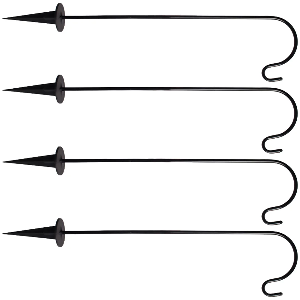 

4 Pcs Iron Floor Plug Fence Decorations Outdoor Gardening Tool Hanging Hook Feed The Birds In-Ground Shepherds
