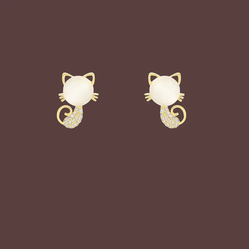 

2023 Cute Opal Animal Cat Rabbit Jewelry Earring for Women Charming Planet Pendant Ear Piercing Accessories Jewelry Party Gifts
