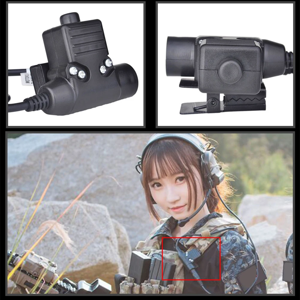 

U94 PTT Military Headset Adapter ABS Communication Headset Intercom Accessories for Baofeng UV-5R/888S KD-C1