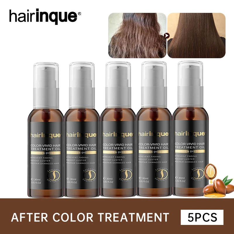 

Hairinque Hair Essence Argan Oil Smooth Repair Hair Dye Damaged Frizzy Curly Morocco Essential Serum Treatment Hair Care 5pcs