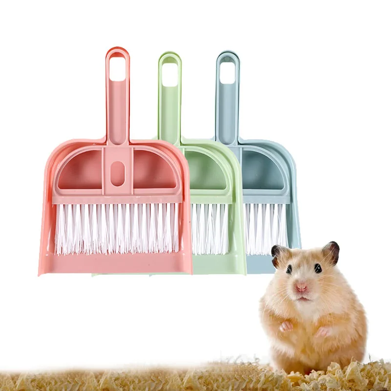 

Cute Small Pet Hamster Cleaning Kit Dustpan Broom Sweep Brush For Guinea Pig Chinchilla Cage Accessoires Desktop Cleaning Tool