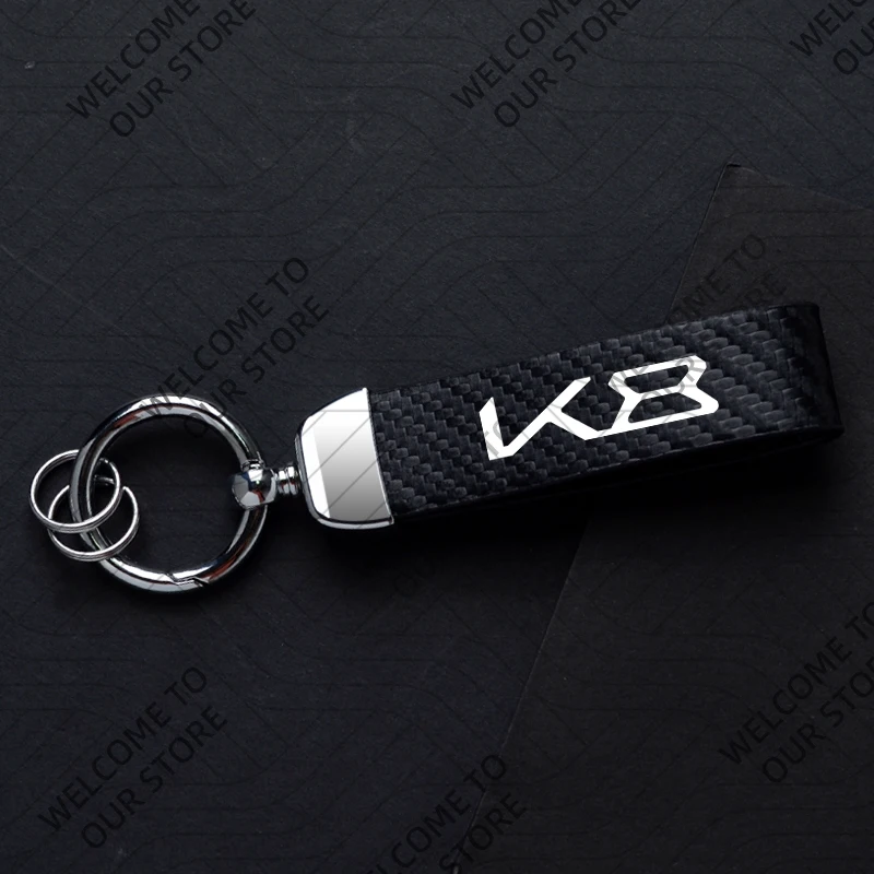 Новая мода для K3 K8 K5 KIA GT Line Logo Автомобильный брелок из углеродного волокна, кожаный брелок из цинкового сплава, индивидуальный подарок с кольцом для ключей, аксессуары