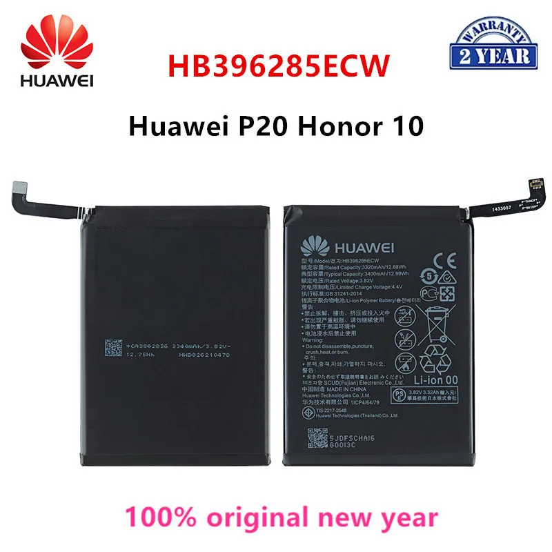 

Hua Wei 100% Orginal HB396285ECW 3400mAh Battery For Huawei P20 Honor 10 COL-AL00 COL-AL10 COL-TL00 COL-TL10 COL-L29 Batteries
