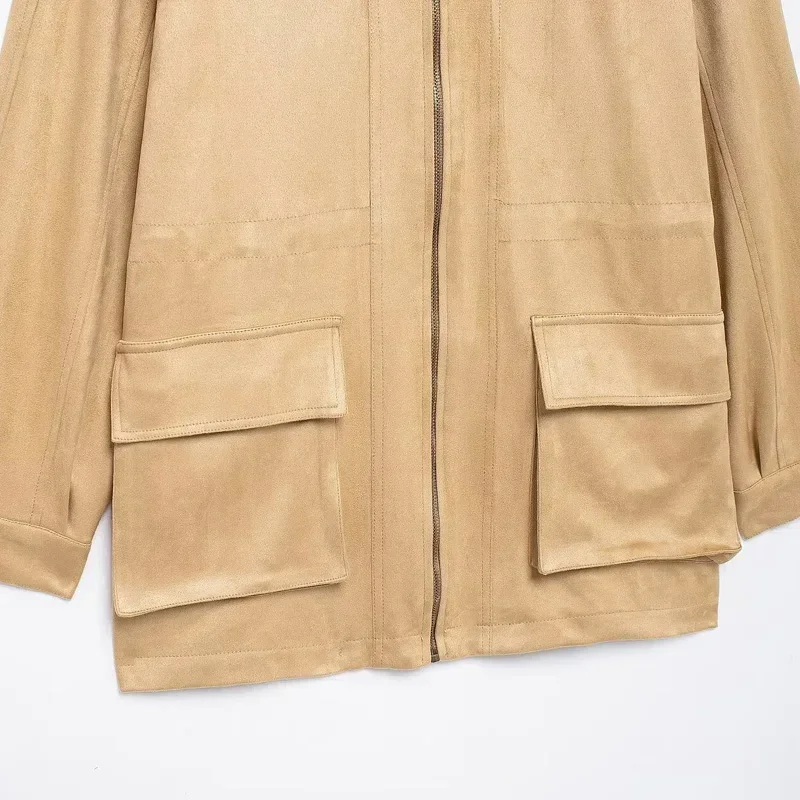 TRAF женские зимние куртки 2024 осенние кожаные флисовые парки большого размера