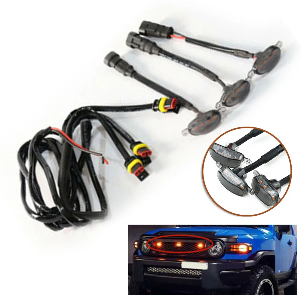 

3Pcs Grille LED Light Raptor Style Grill Trim For Chevrolet Silverado 1500 16-21 Brand New Auto Parts High Quality And Durable