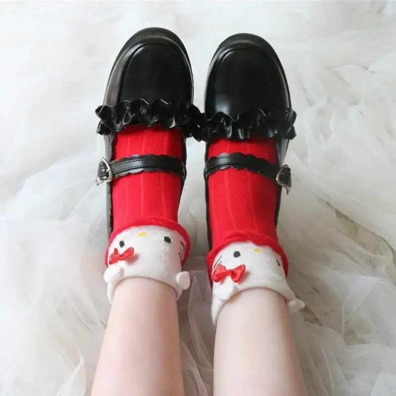 

Sanrio Lolita Girls Socks Keep Warm In Autumn and Winter Fashion Cinnamorol Kitty Mymelody Medium Tube Pure Cotton Japanese Cute