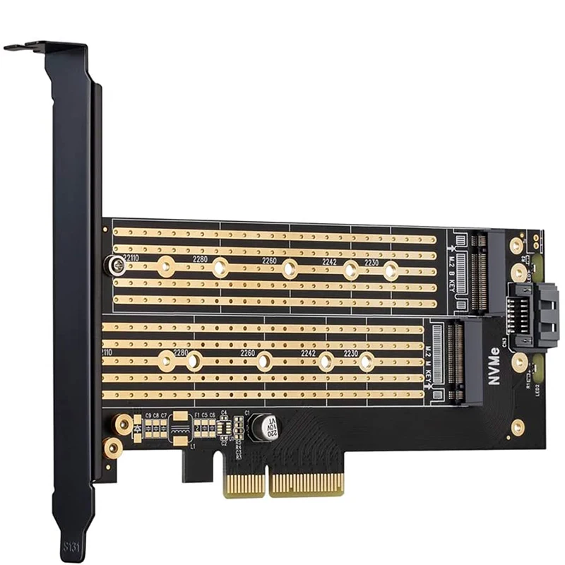 

JEYI SK6 M.2 NVMe SSD NGFF к PCIE X4 адаптер M Key B Key двойная интерфейсная карта Suppor PCI Express 3,0 X4 2230-22110 все размеры M.2